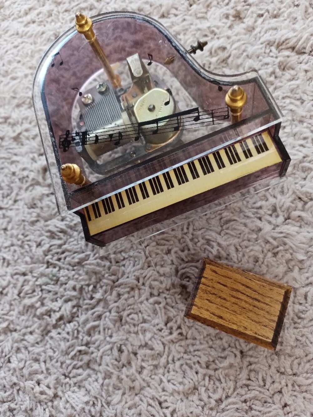 Vintage Sanyko Piano Music Box & Wood Bench  We've Only Just Begun Carpenters
